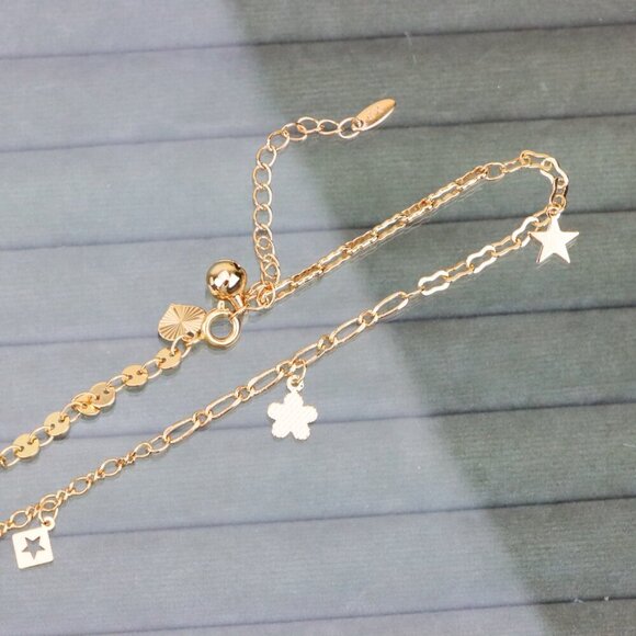 "Rose Gold Anklet with Star Charms & Shiny Links, XPAL1170 - Picture 12 of 12